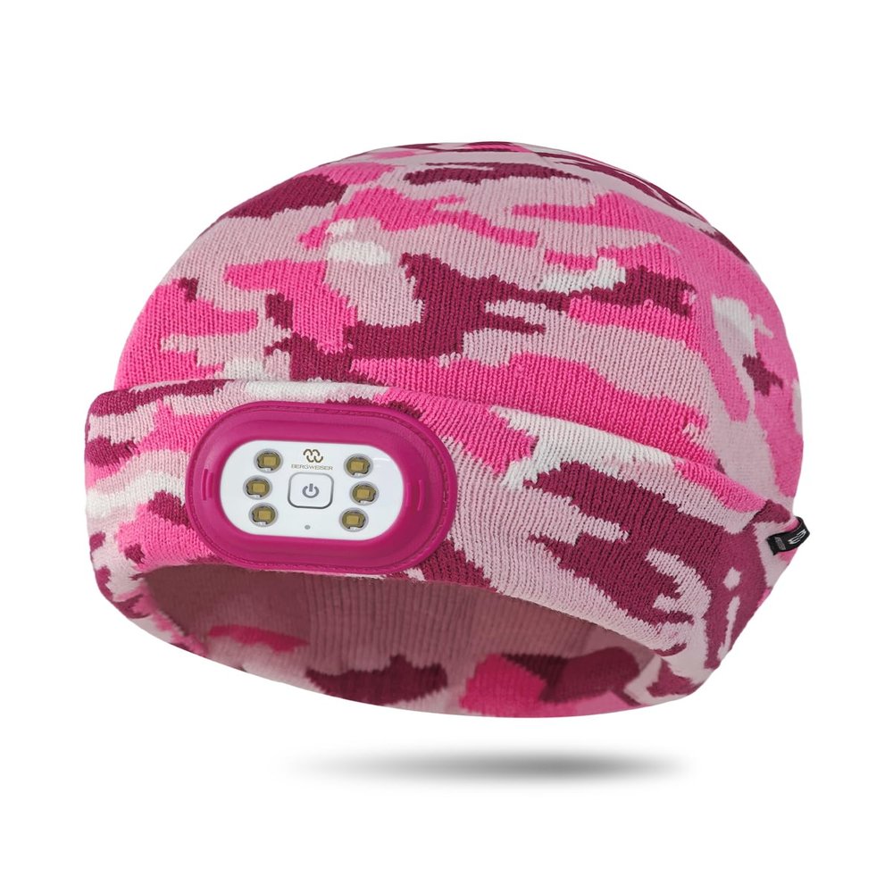 BERGWEISER LED Beanie with Light, 3 Adjustable Modes Headlamp Beanie Hat, Removable Rechargeable USB with Night Strobing for Outdoor Running, Camping, Hiking, Fishing, for Kids