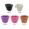 Bike Basket, Hand Woven Front Handlebar Bicycle Basket with Adjustable Leather Straps, Wicker Front Handlebar Bike Storage Basket for Small Bicycles or Folding Bikes, 21x17x16cm(Black) view 4