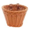Bike Basket, Hand Woven Front Handlebar Bicycle Basket with Adjustable Leather Straps, Wicker Front Handlebar Bike Storage Basket for Small Bicycles or Folding Bikes, 21x17x16cm(Brown) view 1