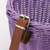 Bike Basket, Hand Woven Front Handlebar Bicycle Basket with Adjustable Leather Straps, Wicker Front Handlebar Bike Storage Basket for Small Bicycles or Folding Bikes, 21x17x16cm(Brown) view 3