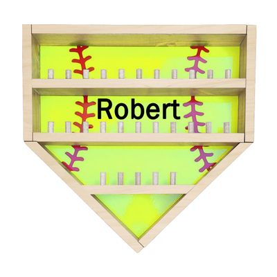 Personalized Dad Baseball Softball Display Stand |Custom Name Wood Softball Ring Holder Display Case Men Display Case Souvenir & Collectables Display (Softball-Style 2)
