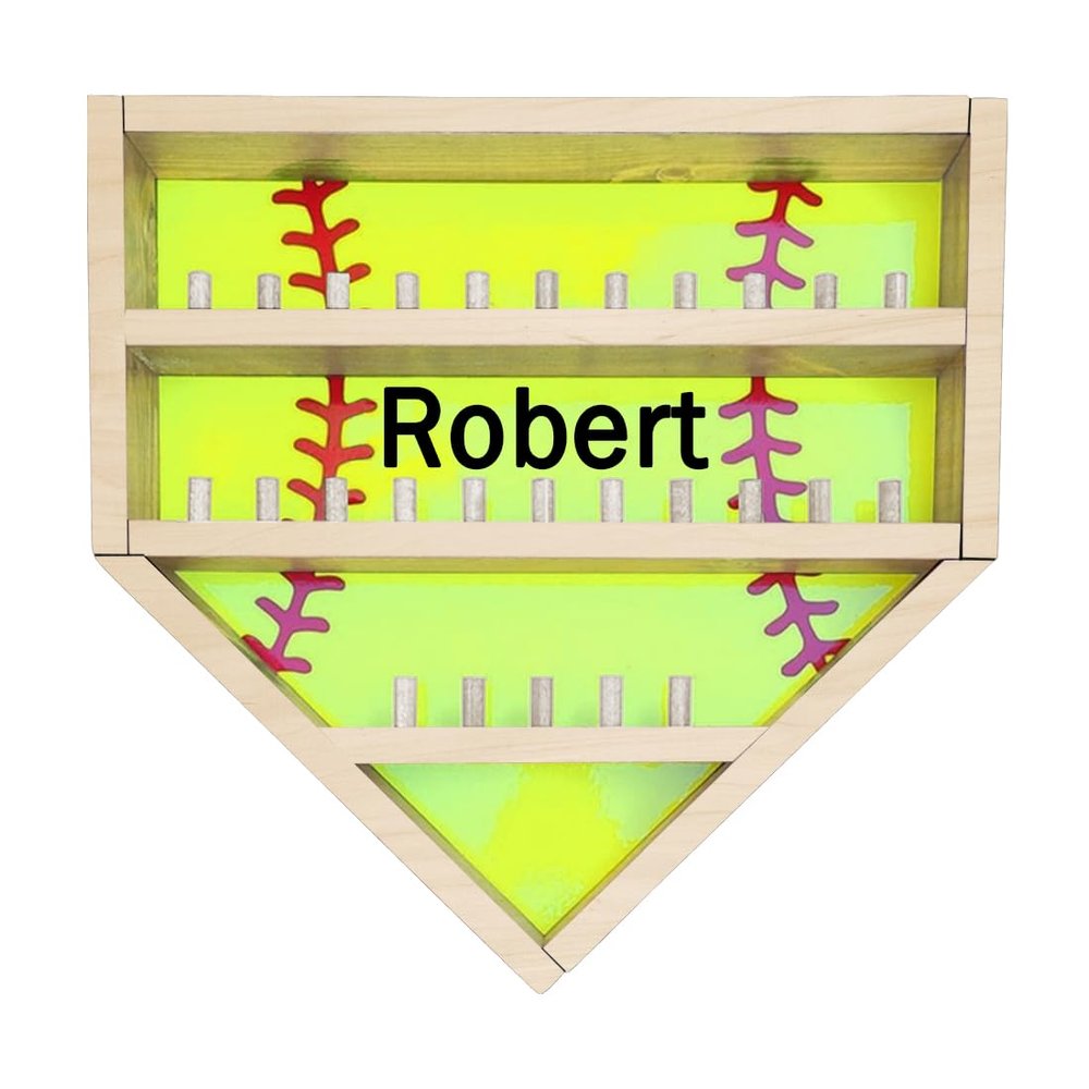 Personalized Dad Baseball Softball Display Stand |Custom Name Wood Softball Ring Holder Display Case Men Display Case Souvenir & Collectables Display (Softball-Style 2)