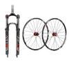 BUCKLOS 29inch QR 9 * 100mm MTB Suspension Fork Travel 100mm, 28.6mm Straight Tube Crown Lock XC Mountain Bike & Carbon Hub Wheels Disc Brakes, 24H Flat Spokes Bike Wheels fit 7-11 Speed Cassette view 1