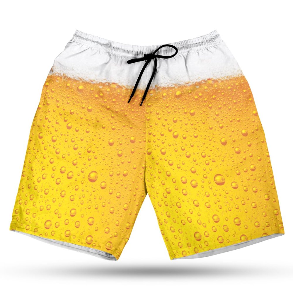228CLOSET Beer Lover Men's Swim Trunks - Summer Party Hawaiian Shorts for Men, Men's Summer Bathing Shorts Set 16 Size Size M