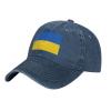 Flag of Ukraine Hat Retro Vintage Washed Cotton Denim Baseball Caps Unisex Adjustable Navy Blue view 1
