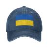 Flag of Ukraine Hat Retro Vintage Washed Cotton Denim Baseball Caps Unisex Adjustable Navy Blue view 2