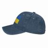 Flag of Ukraine Hat Retro Vintage Washed Cotton Denim Baseball Caps Unisex Adjustable Navy Blue view 3