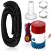Lounsweer 5 Pcs Bilge Pump Plumbing Kit Including Electric 12v Boat Bilge Water Pump PVC 2 Hose Clamps ThruHull Fitting, 1-1/8-inch(750gph,Black) view 1