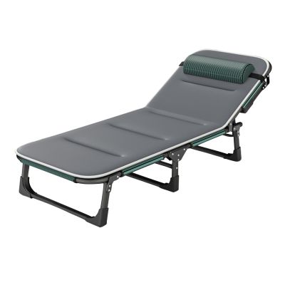 ESPRAL Extra Wide Camping Cot, 5-Position Folding Sleeping Cots for Adults, Outdoor Reclining Zero Gravity Chair with Pillow, Portable Camping Bed Cot for Beach Lawn Pool Sun Tanning,Black Tube c