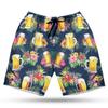 228CLOSET Beer Glasses Men's Swim Trunks - Tropical Flowers Hawaiian Shorts for Men, Men's Summer Bathing Shorts Set 16 Size Size 3XL view 1