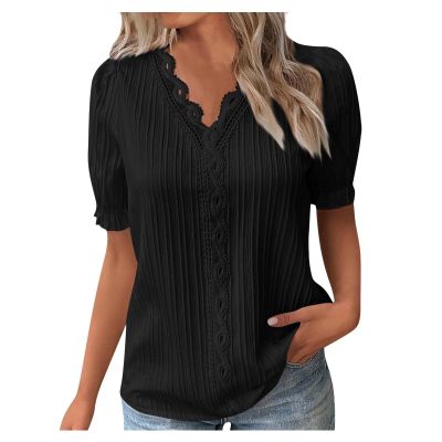 Summer Tops for Women 2024 Casual Generic 2024 White Black Striped Sweater Women Womans Orange Shirt Oversized White Button Down Shirt 3/4 Sleeve Tops for Women Summer3-Black,Small