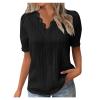 Summer Tops for Women 2024 Casual Generic 2024 White Black Striped Sweater Women Womans Orange Shirt Oversized White Button Down Shirt 3/4 Sleeve Tops for Women Summer3-Black,Small view 1