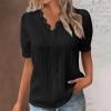 Summer Tops for Women 2024 Casual Generic 2024 White Black Striped Sweater Women Womans Orange Shirt Oversized White Button Down Shirt 3/4 Sleeve Tops for Women Summer3-Black,Small view 2