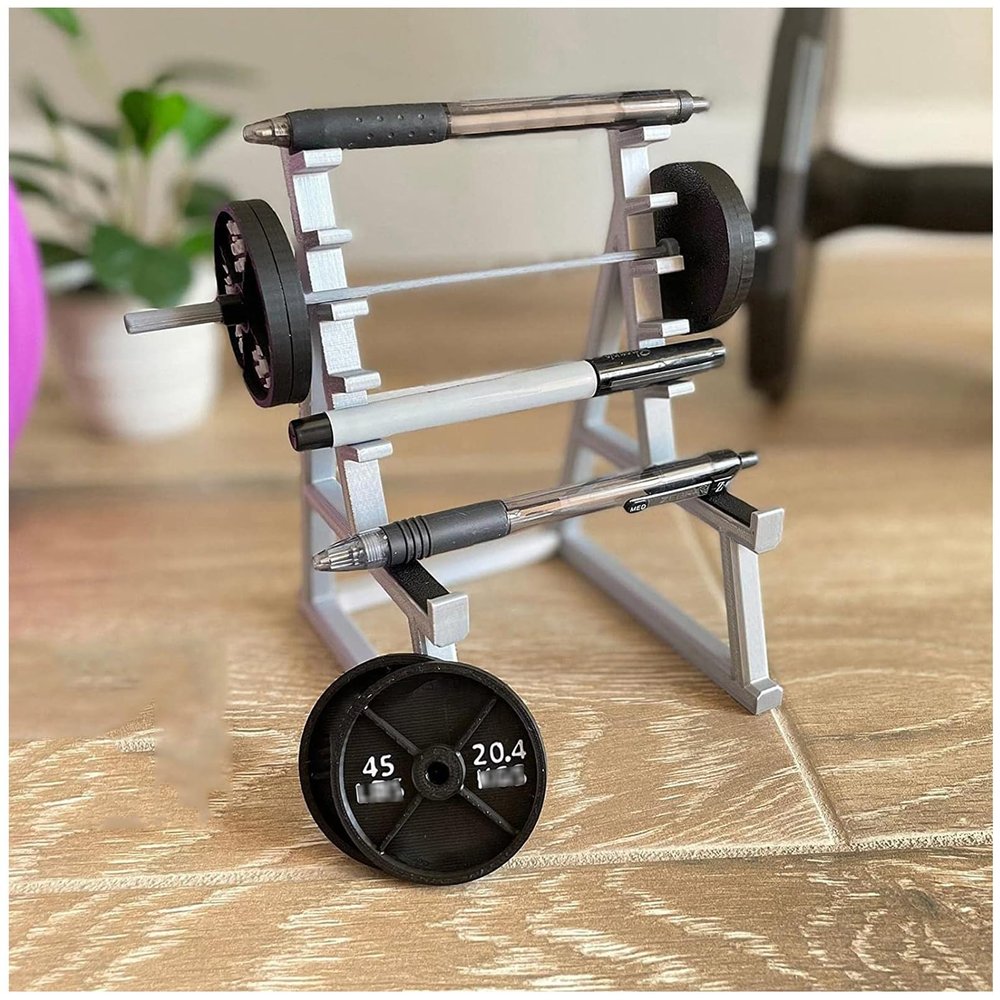 Squat Rack Pen Holder,Pencil Holders for Desk,2023 New Mini Desk Organizer,Unique Desktop Squat Rack Pen Holder Barbell Rack Ornaments,Stationary Supplies,Cell Phone Stand