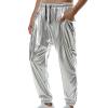 Xiaojmake Men's Metallic Shiny Jogger Trousers Pants Drawstring Holographic Party Club Pants Dance Disco Nightclub Pants view 1