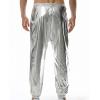 Xiaojmake Men's Metallic Shiny Jogger Trousers Pants Drawstring Holographic Party Club Pants Dance Disco Nightclub Pants view 2