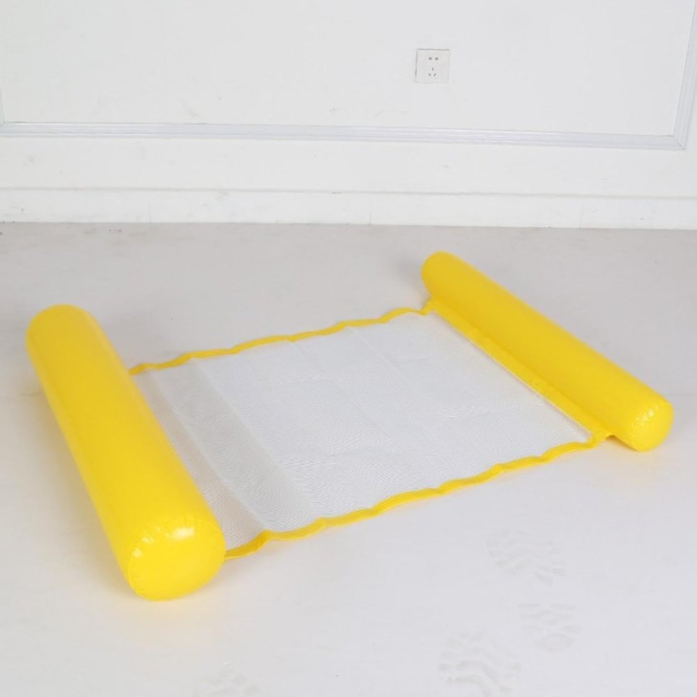 Inflatable Foldable Swim Lounger Floating Bed Solid Color Hammock Yellow (Send Pump)