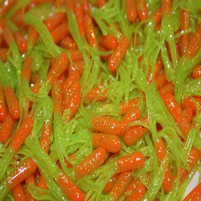 40 pk 1.5" Orange/Chartreuse Sparkle Crappie Fishing Tube Jig Skirts Bluegill