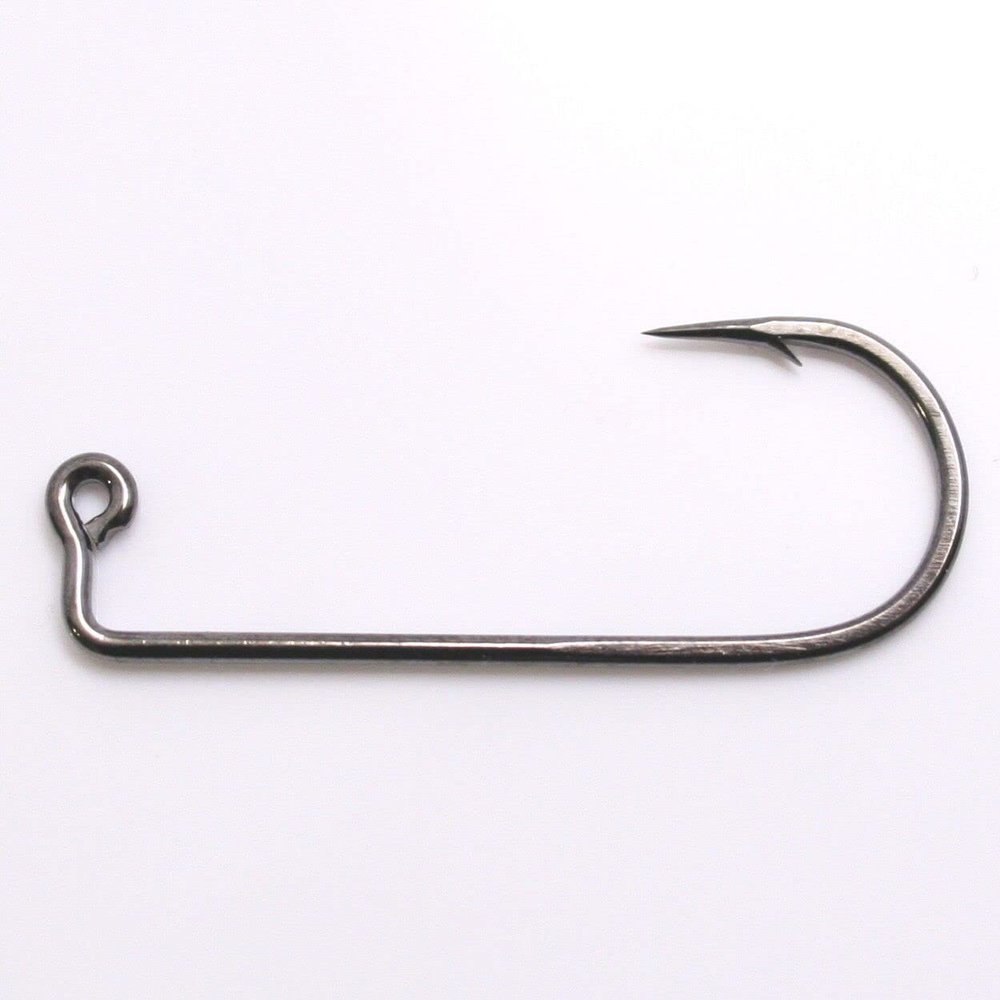100 - Mustad 32833 Black Nickel 2X Strong Salmon Steelhead Jig Hooks for Molds 2"