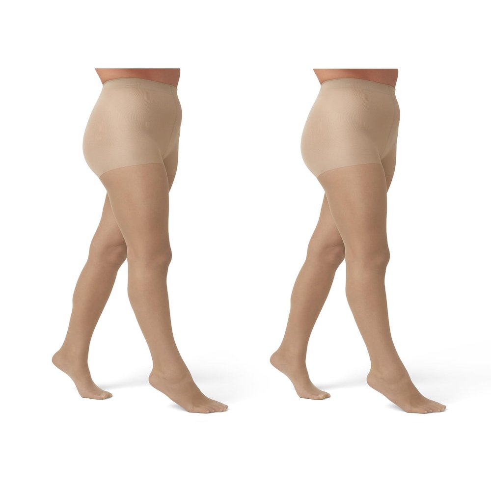 HUE Women's So Silky Control Top Sheer Tights With Invisible Reinforced Toe, Tan - 2 Pair Pack, 3