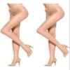 HUE Women's Age Defiance French Lace Sheer Tights with Control Top, Tan - 2 Pair Pack , 4 view 1