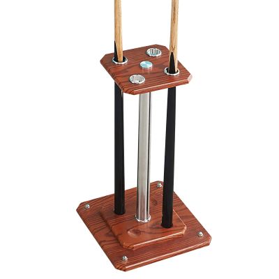 BAZAC Floor-Standing Snooker Pool Cue Rack,Multifunctional Display Billiard Pool Cue Stick Holder,for Home Club Game Room Billiard Supplies-Walnut||4 Holes