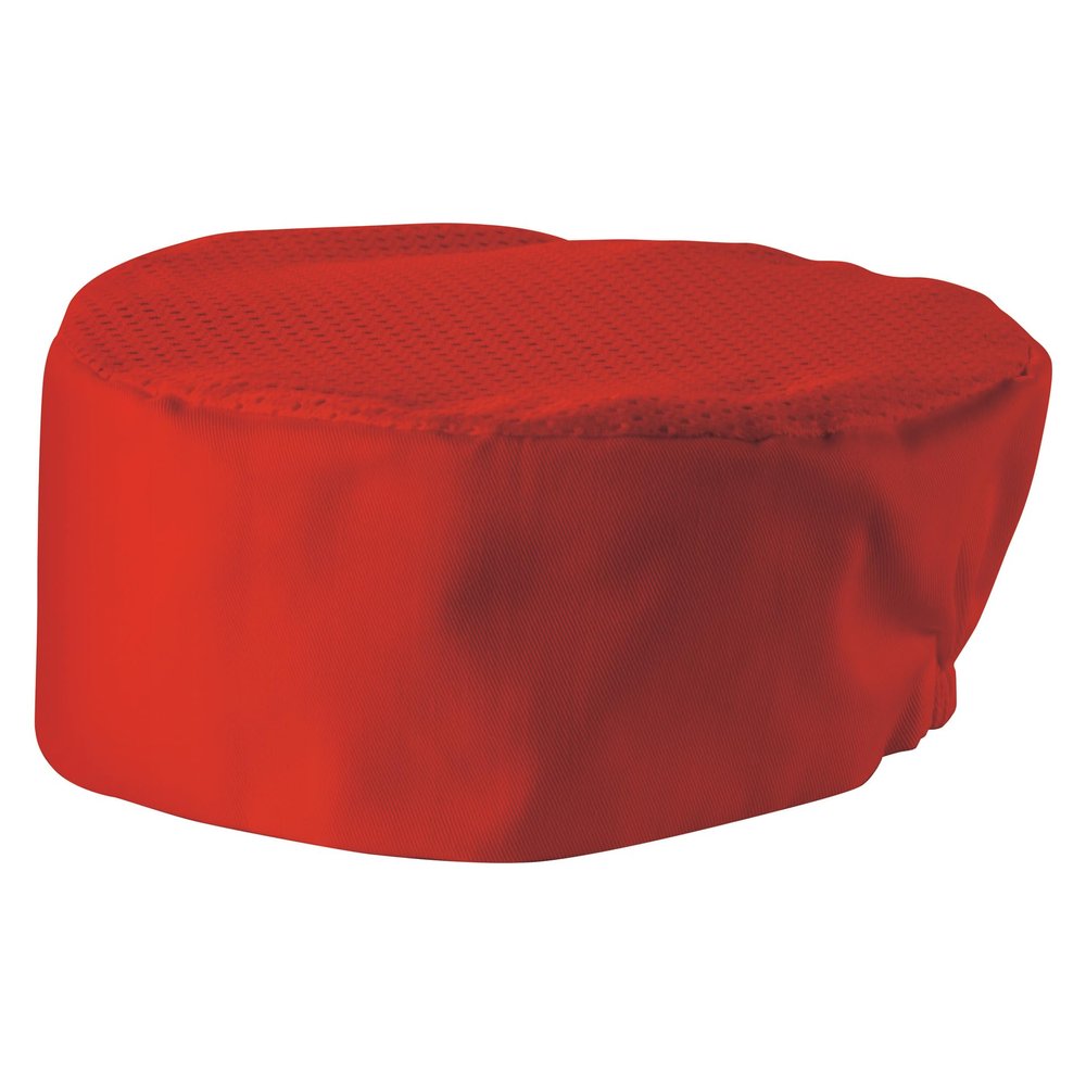 Winco Ventilated Pillbox Chef Hat, XL, Red