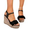 HINDOLA Womens Open Toe Platform Espadrille Wedge Sandals Ankle Strap Buckle High Heels Sandal Ladies Summer Casual Dressy Sandals view 1