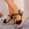 HINDOLA Womens Open Toe Platform Espadrille Wedge Sandals Ankle Strap Buckle High Heels Sandal Ladies Summer Casual Dressy Sandals view 2