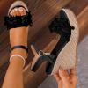 HINDOLA Womens Open Toe Platform Espadrille Wedge Sandals Ankle Strap Buckle High Heels Sandal Ladies Summer Casual Dressy Sandals view 4