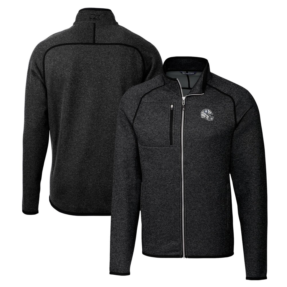 Cutter & Buck Men's Charcoal Indianapolis Colts Helmet Mainsail Sweater-Knit Full-Zip Jacket