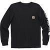 Carhartt Boys Long Sleeve Crewneck T-Shirt with Pocket, Caviar Dark Black, 2T view 1