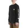 Carhartt Boys Long Sleeve Crewneck T-Shirt with Pocket, Caviar Dark Black, 2T view 4