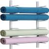 Katzowen Yoga Mat Holder Wall-Mounted Foam Rollers Organizer Stands, 6-Section Metal Exercise Mat Holders, for Fitness Class Small Studio Game Room, Easy to Install (Color : White)