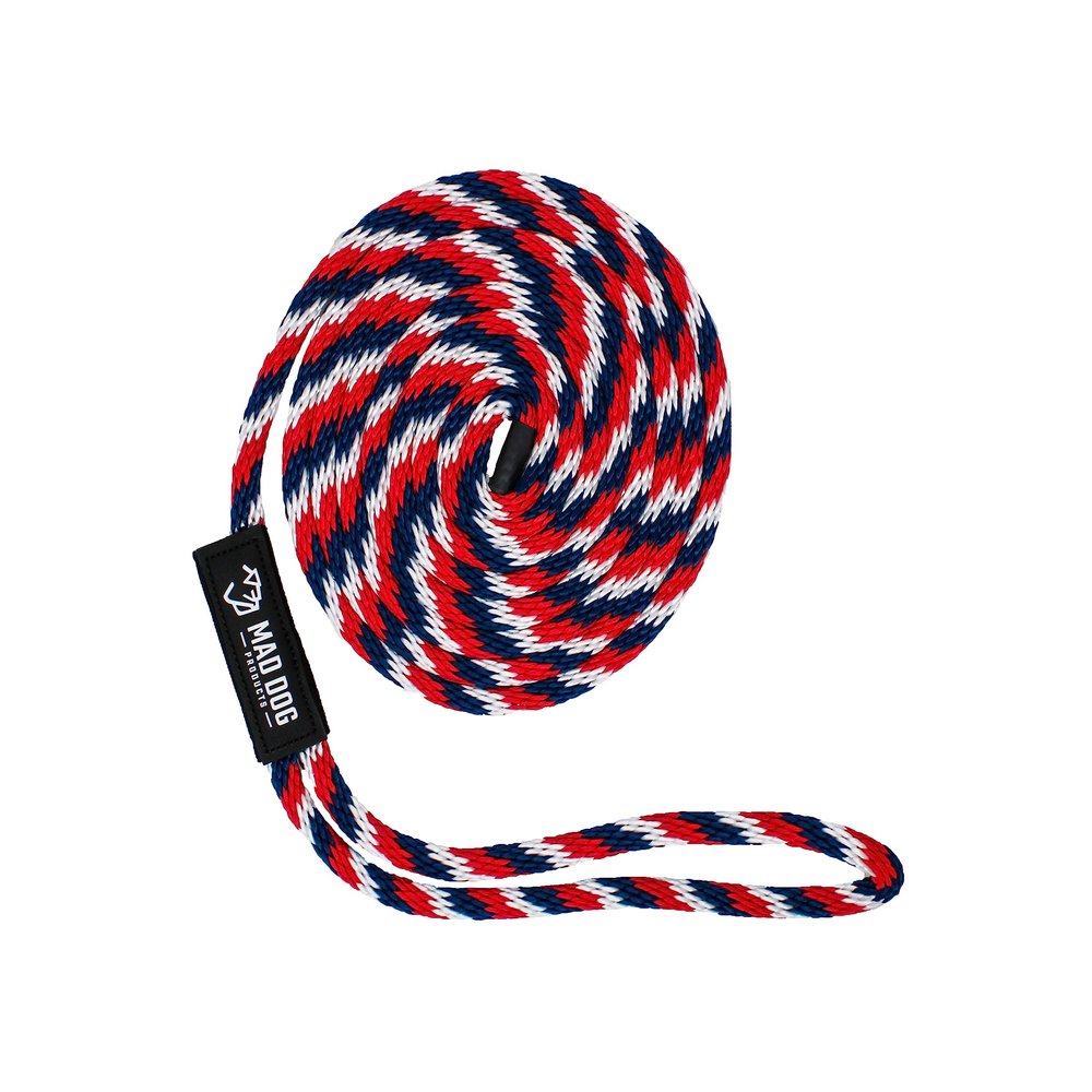 1/2" x 15' Red/White/Blue Solid Braid Nylon Dock Line - Made in USA