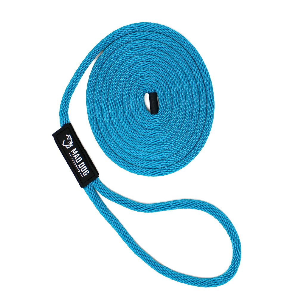 5/8" x 30' Aqua Solid Braid Nylon Dock Line - Made in USA