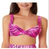 California Waves Women Juniors' Topaz Tiger Underwire Bralette Bikini Top (Pink Print, X-Small) view 1