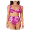 California Waves Women Juniors' Topaz Tiger Underwire Bralette Bikini Top (Pink Print, X-Small) view 3
