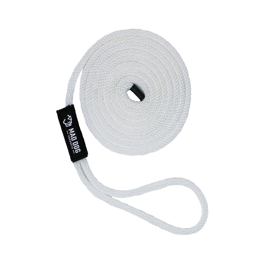 1/2" x 15' White Solid Braid Nylon Dock Line - Made in USA