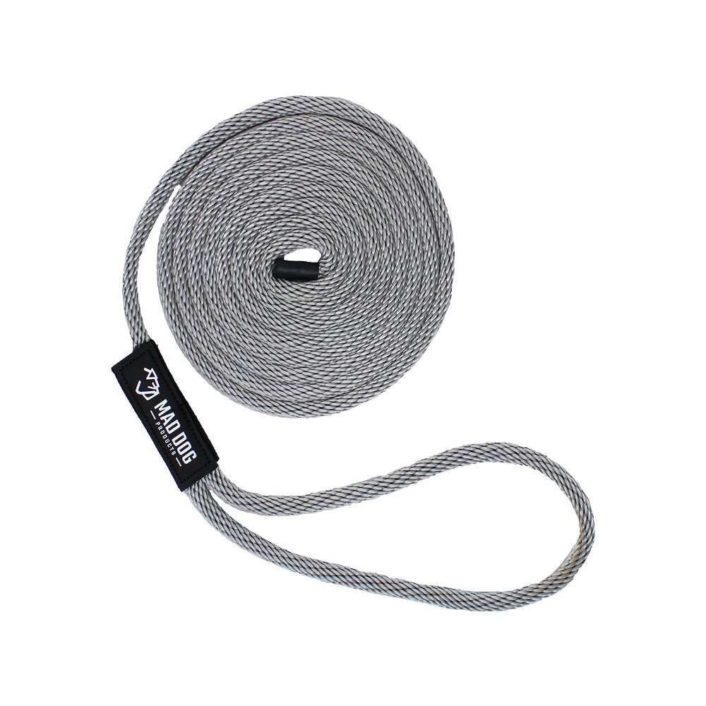 1/2" x 20' Silver Solid Braid Nylon Dock Line - Made in USA