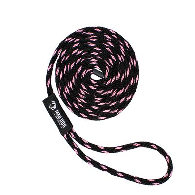 1/2" x 20' Black/Pink Solid Braid Nylon Dock Line - Made in USA