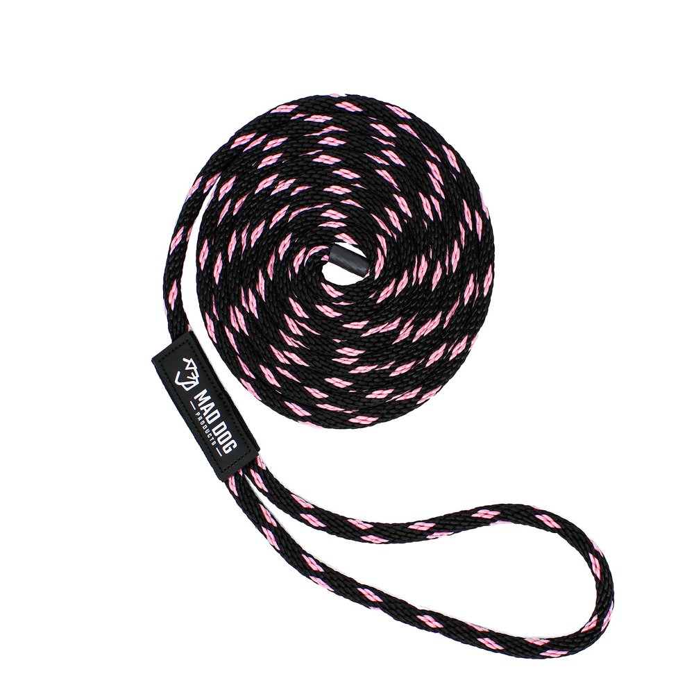 1/2" x 20' Black/Pink Solid Braid Nylon Dock Line - Made in USA