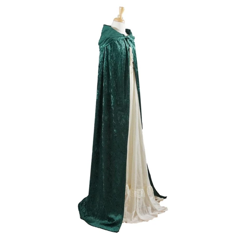 Hunter Emerald Green Crushed Velvet Full Length Hooded Cape - Baby, Toddler, Kids, Teen, Adult, and Plus Sizes Available (Baby 6-24 months)