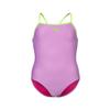 ARENA Feel Girls' Youth Light Drop Back Solid Swimsuit Waterfeel Comfortable One Piece Suit Pool or Beach, US Size 2T/16, Lilac/Soft Green view 1