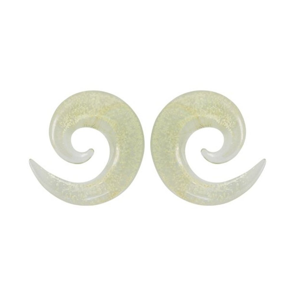 Glass Ear Tapers Spiral Taper Plugs Earrings 10mm - 00G Glow in The Dark Spiral Ear Gauges Plug Hanging Taper Stretchers Expander Piercing Jewelry