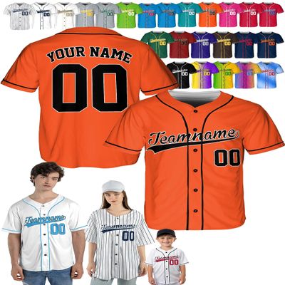 Custom Baseball Jerseys - Personalized Baseball Shirts for Men, Women, Boys, and Girls - Customized Team Uniforms for Sports Fans, Teams, Events, Gifts - Add Your Name, Number, Logo Orange/Black