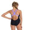 ARENA Feel Girls' Parrot V Back Swimsuit Waterfeel Comfortable One Piece Suit Pool or Beach, US Size 5Y/22, Black/Dark Lavanda view 2
