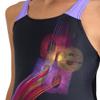ARENA Feel Girls' Parrot V Back Swimsuit Waterfeel Comfortable One Piece Suit Pool or Beach, US Size 5Y/22, Black/Dark Lavanda view 3