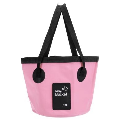 PATIKIL 3.2 Gallon 12L Collapsible Bucket, Travel Portable Water Storage Container Folding Foot Wash Basin for Outdoor Travel Camping Fishing, Light Pink