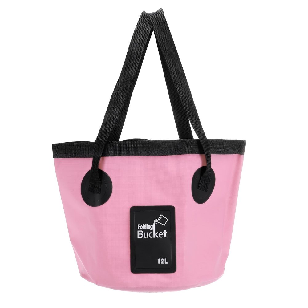 PATIKIL 3.2 Gallon 12L Collapsible Bucket, Travel Portable Water Storage Container Folding Foot Wash Basin for Outdoor Travel Camping Fishing, Light Pink